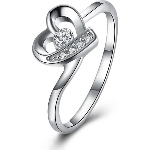 ZEMIOR 925 Sterling Silver Rings For Women Zircon In Heart Shape Romantic Ring Party Fine Simple Gift Fine Jewelry New Arrival