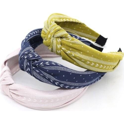 Women Twist Hairband Bow Knot Cross Tie Velvet Headwrap Girls Bohemia Hair Accessories Ladies Female Print Retro Headband XL006