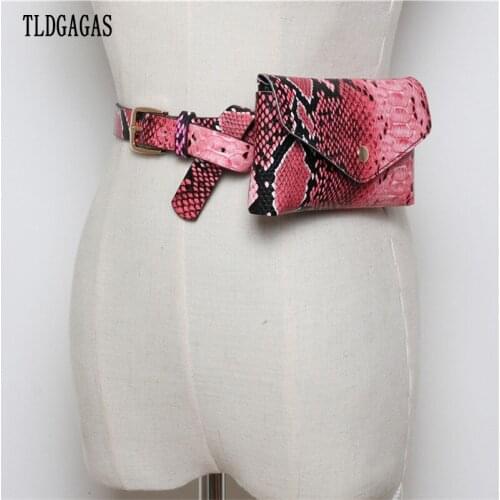 Women Waist Pack Pu Leahter Waist Bag Serpentine Fanny Pack neutral Fashion Snake Skin Waist Belt High quality Female Purse T20