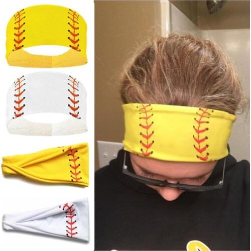 Women Sport Baseball Headband Quick-drying Sweat-absorbent Sports Headband Soft Elastic Adjustable Hairband Solid Color Printing