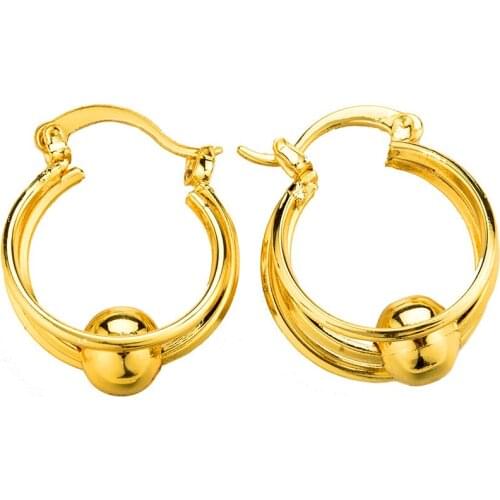 Gold Color Ball Earrings Stud for Women/Girls Jewelry Bead Round Ethiopian Africa,Arabia,Middle East beads Best Gift