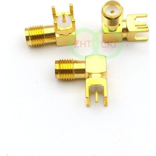 100pcs Gold SMA female right angle solder PCB mount RF connector Adapter New