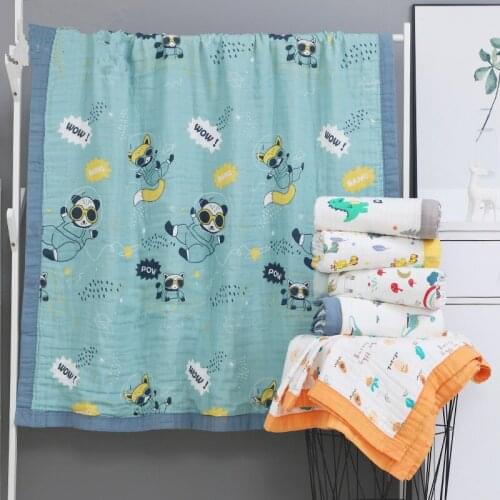 105CM*105CM 6 Layers Cotton Baby Bath Towel Muslin Cloth Kids Bathrobe Child Blanket Wrap for Newborn Infant Toddler Boys Girls
