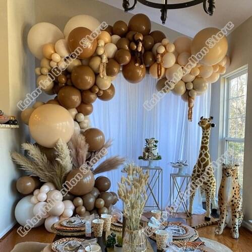 129pcs Double Apricot Cream Peach Latex Balloon Arch Kit Cocoa Balloon Garland Birthday Party Background Baby Shower Decoration