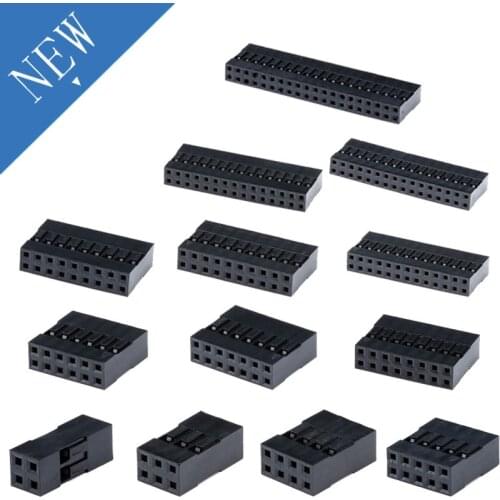 20pcs 2.54mm 2x2/3/4/5/6/7/8/9/10/13/15/16/20Pin Double base Pitch Double Row Connector Shell Plug Jumper Wire Cable Pin Header