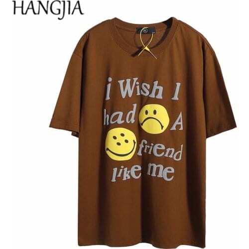 2021 Foam Printing Double Smiley T Shirt Short-sleeved Male Loose Casual Couple T-shirt Tee Female Summer Cotton Tshirts