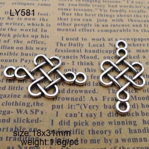 30pcs 18*31mm Antique Silver Alloy Chinese Knot Charms For DIY Jewelry Finding