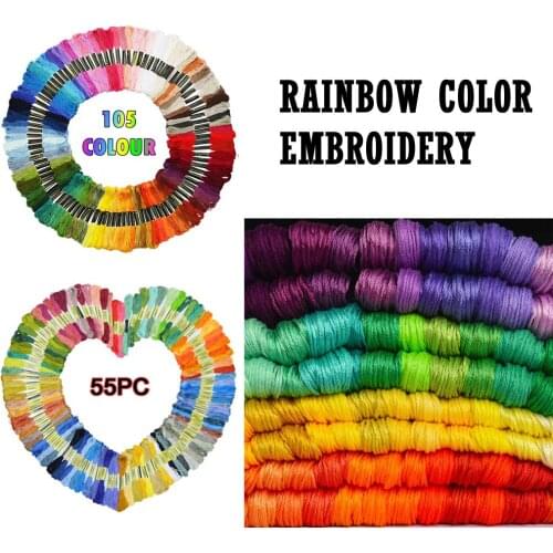 55pc 105pc Cross Stitch Threads Floss Random Rainbow Color Sewing Skeins Embroidery Thread Skein Diy Sewing Tools #P2