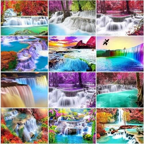 Full Drill 5D Diy Diamond Embroidery Landscape Mosaic Picture of Rhinestones Waterfall Scenery Painting Needlework Home Decor