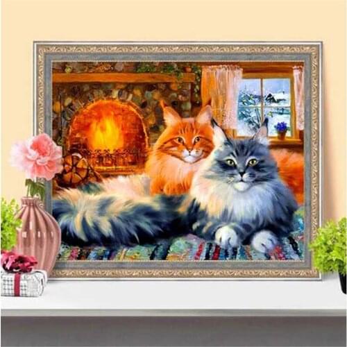 Full Drill Square/Round Diamond Painting Cross Stitch Cat New Arrival Diamond Mosaic Animal Embroidery Handmade Home Decoration