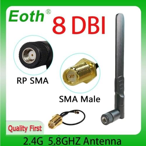2.4g wifi Antenna 2.4GHz 5GHz 5.8Ghz Antenna 8dBi RP-SMA Connector Dual Band 2.4G 5G 5.8G aerial SMA female + 21cm Pigtal cable