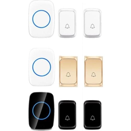 Bell sets with 2 push wireless door bell set by 110-220V wireless doorbell ip44 300M door chime door ring for villa