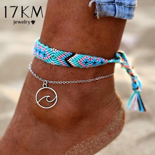 Vintage OM Rune Anklets For Women2020 New Handmade Cotton Anklet Bracelets Fashion Female Beach Foot Jewelry Gifts 2 PCS