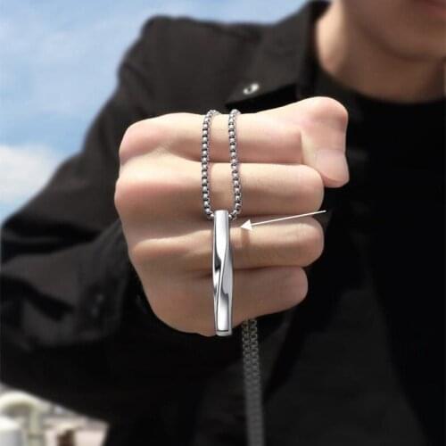 Fashion New Black Rectangle Pendant Necklace Men Trendy Simple Stainless Steel Chain Men Necklace Jewelry Gift