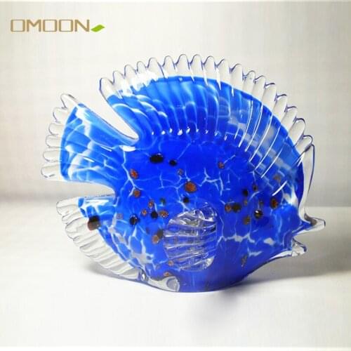 Handmade Colored Glass Fish Animal Ornament Glass Figurine Mediterranean Art Favor Crafts blue Glass Figurines Home Decoration