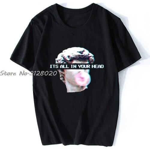 David Michelangelo Summer Short Sleeve Printed Statue Bubble Gum Chewing Gum Print Fun Harajuku Tshirt Plus Size New T-shirt