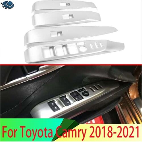 For Toyota Camry 2018 2019 Car Decoration ABS Chrome Door Window Armrest Cover Switch Panel Trim Molding Garnish