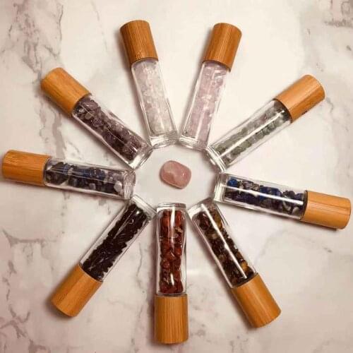 Doterra oil 10ml Glass Crystal Stone Essential Oils Massage Roller Bottles Empty Refillable Roll On Perfume / Aromatherapy Stone