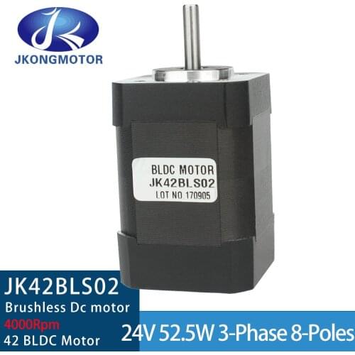 42BLS02 4000rpm Brushless DC Motor 42*42*61mm 24V 52.5W 3 Phase 0.125N.m 8-poles 3.3A BLDC Motor For 3D Printer DIY Design