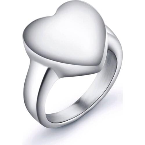 EdgLifu Womens Heart Ring Love Band Ring for Women Men Stainless Steel Solid Polished Ring Jewelry