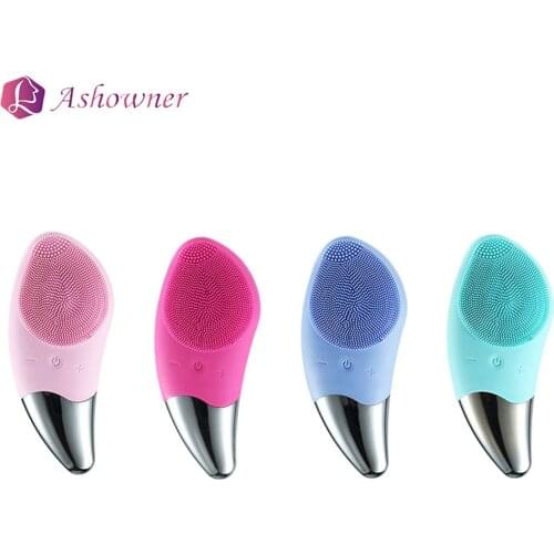 Ashower Facial Cleansing Brush Waterproof Silicone Electric Sonic Face Skin Care Tools Portable Facial Beauty Massager for face