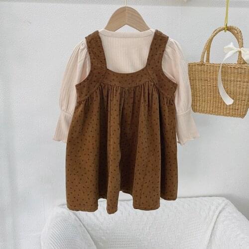 Girls Clothing Sets New Spring & Autumn Kids Long Sleeve Tops & Sundress 2Pcs Fashion Baby Girl Suits Toddler Outfits for 4 6 8Y
