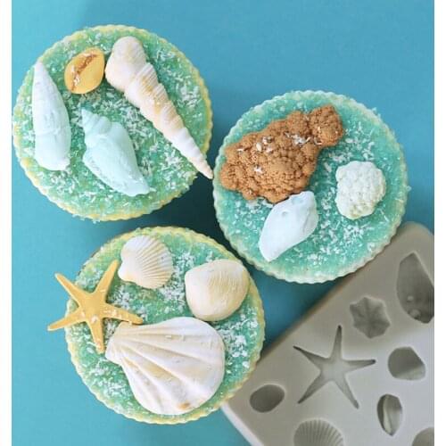 Coral Stone & Shell Silicone Mold Fondant Mould Cake Decorating Tools Chocolate Gumpaste Mold, Sugarcraft, Kitchen Accessories