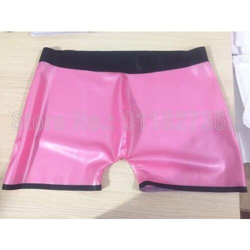 100% Latex Shorts Under Pants Customized Sexy Pink w Black Trim Latex Underwear