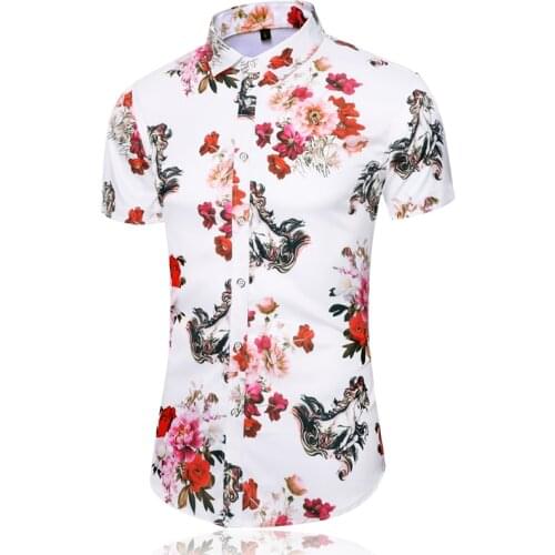 LIFENWENNA New Fashion Print Mens Short Sleeve Shirts Casual Hawaiian Blouse Men Summer Beach Clothing Plus Asian Size 6XL 7XL