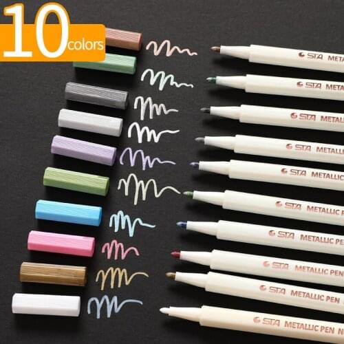 Metal paint pen pearlescent colored markers set highlight diy decoration graffiti photo album cute flash stationery art supplies