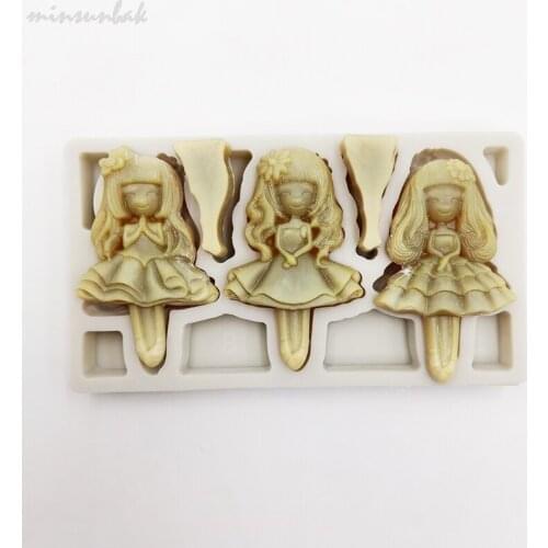 Minsunbak Cute Doll Fondant Mold Fondant Cake Decoration Tool Chocolate Gumpaste Mould