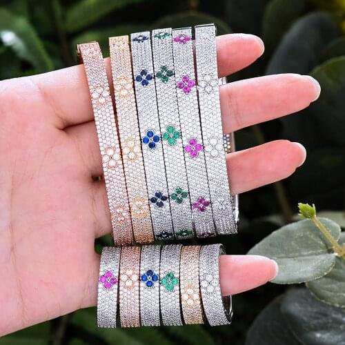 Missvikki New Trendy Stackable Sparkly Bangle Ring Set Mix Match For Women Full Micro Cubic Zircon Party Wedding Saudi Arabic
