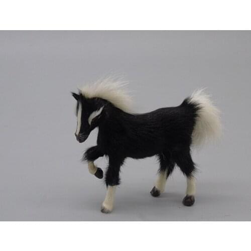 Simulation cute black horse 11x4x10cm model polyethylene&furs horse model home decoration props ,model gift d508