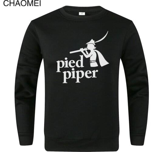 2019 Autumn Winter Warm Fleece Mens Sweatshirt Pied Piper Cartoon Print Sweatshirts Men Fashion Cool Pullovers Funny Hoodie C15