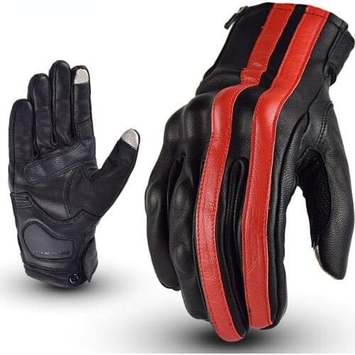 Men Motorcycle Gloves Leather Stripe Breathable Biker Gloves Touch Screen Moto Motocross Motorbike Racing Gloves