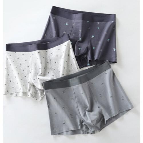 Men Underwear Boxer Combed Cueca Male Panties Soft lingerie Print Underpants 3 Color Plus Size 4XL Breathable Boxers Shorts