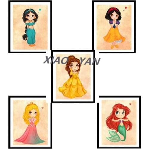 Square Diamond Painting Kit Small Disney Princess Infanta Ranee Begum Ranihandmake Sticker Square Rhinestone Diamond Embroidery