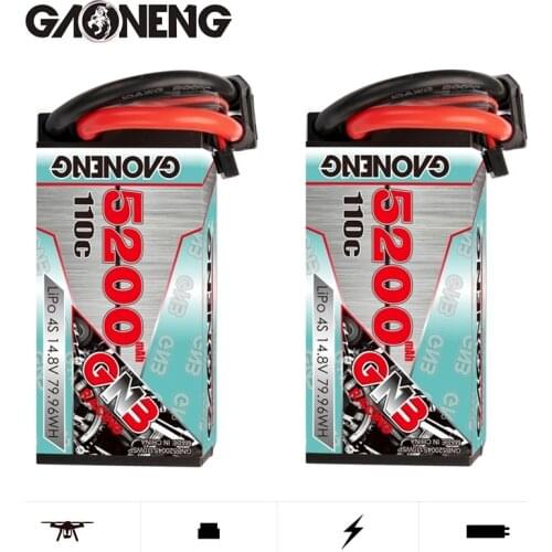 Gaoneng GNB Newest 5200mAh 4S 14.8V 110C Hardcase Shorty LiPo Battery Pack XT90 Plug for RC Drift Car RC Boat