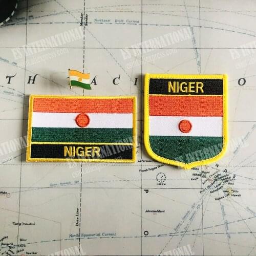 National Flag Embroidery Patches and Metal Flag Lapel Pin NIGER