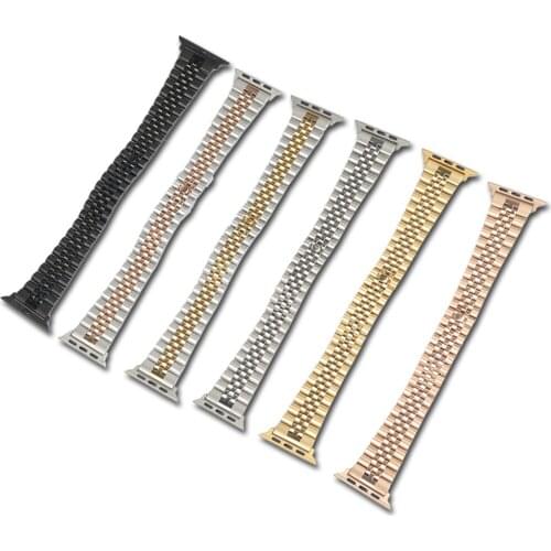 Rolamy 38 40 42 44mm Solid Stainless Steel Replacement Wrist Bracelet Jubilee Watch Band With Adapter For Iwatch Apple Watch