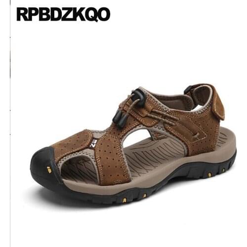 Brown large size blue yellow mens sandals 2019 summer outdoor native plus beach closed toe fashion 46 designer shoes casual flat