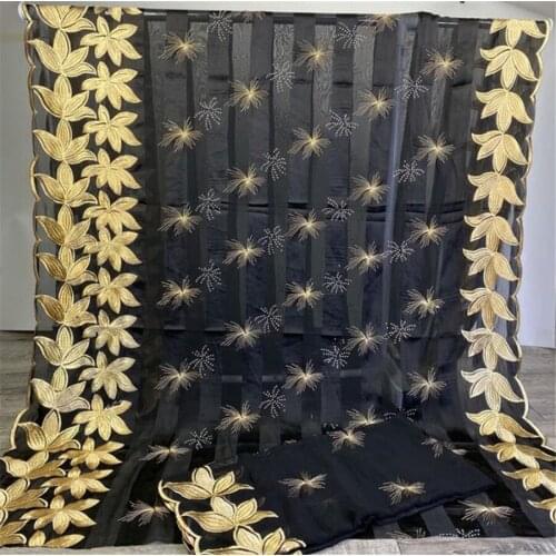 Silk Fabric 100% Pure Silk Chiffon Lace Fabrics 2021 High Quality African Lace Fabric With Nigerian Headtie For Women 7Yards