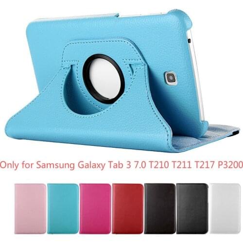 Tab 3 7.0 inch 360 Degree Rotating PU Leather Flip Cover Case For Samsung Galaxy Tab 3 7.0 SM-T210 T211 T217 P3200 Tablet Cover