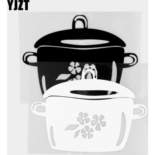 YJZT 14.3×10.3CM Cartoon Soup Pot Fun Car Stickers Creative Cartoon Vinyl Decals Black / Silver 20D-0267