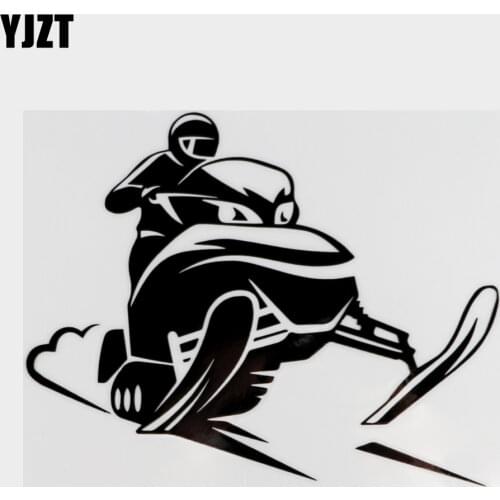 YJZT 17.4CM*13.9CM Snowmobile Rider Vinyl Car Body Stickers Funny Car Styling Window Accessories Black/Silver C31-0520