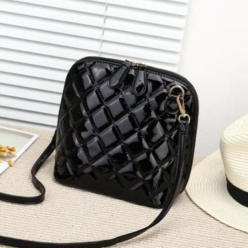 2021 New Hot Plaid Women Bags High Quality Shoulder Bag Patent Leather Women Messenger Bags Casual Shell Crossbody Bag