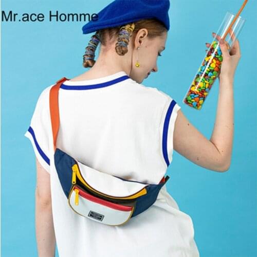 MAH Soild Color Blue Chest bag Women Summer Belt bag Waterproof Waist Bags for Girl Chest Phone Pouch