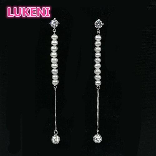 2018 new fashion Korean long earrings pearl tassel earrings drop earrings jewelry earrings For women Free shipping