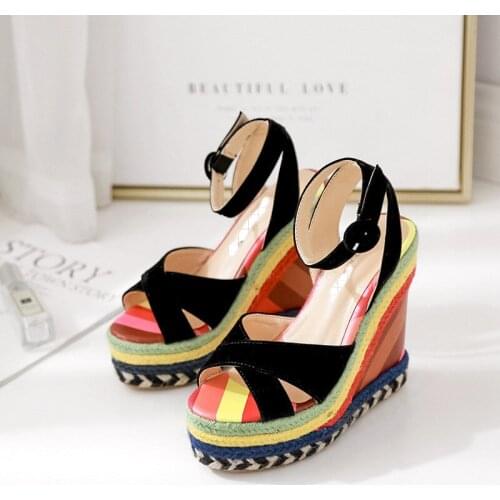 "Women 's elegant high-end comfortable sandals, sexy fashion wedge sandals Women fashion shoes with high heels joker