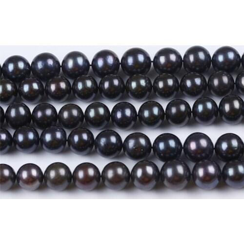 10-13mm natural real pearls freshwater black edison shape pearl strands